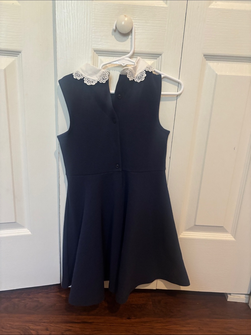 Janie and Jack Navy Dress with White Lace Collar - Picture 4 of 4